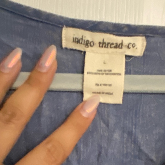 👡💓👀Denim color bell sleeve bohemian top - Picture 2 of 5